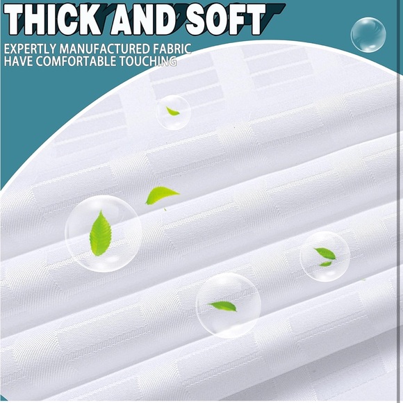 NEW!No Hook Shower Curtain Snap in Liner Set, Hotel Luxury White Shower Curtain - Picture 6 of 7